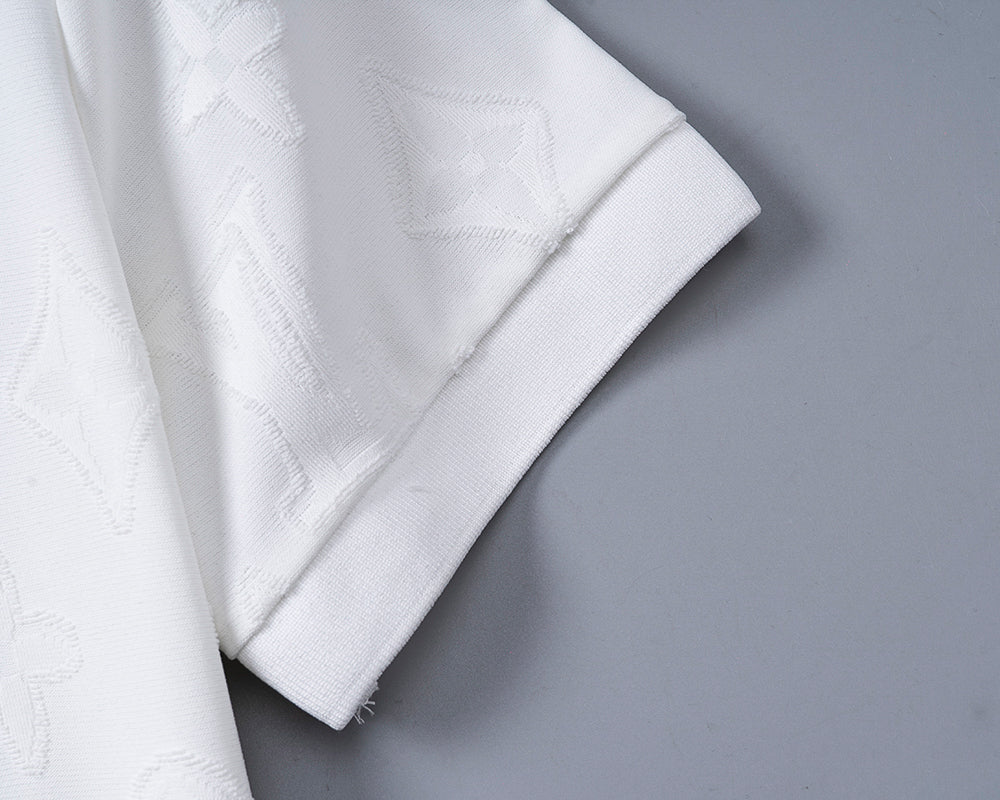 Knitted jacquard fabric lapel T-shirt