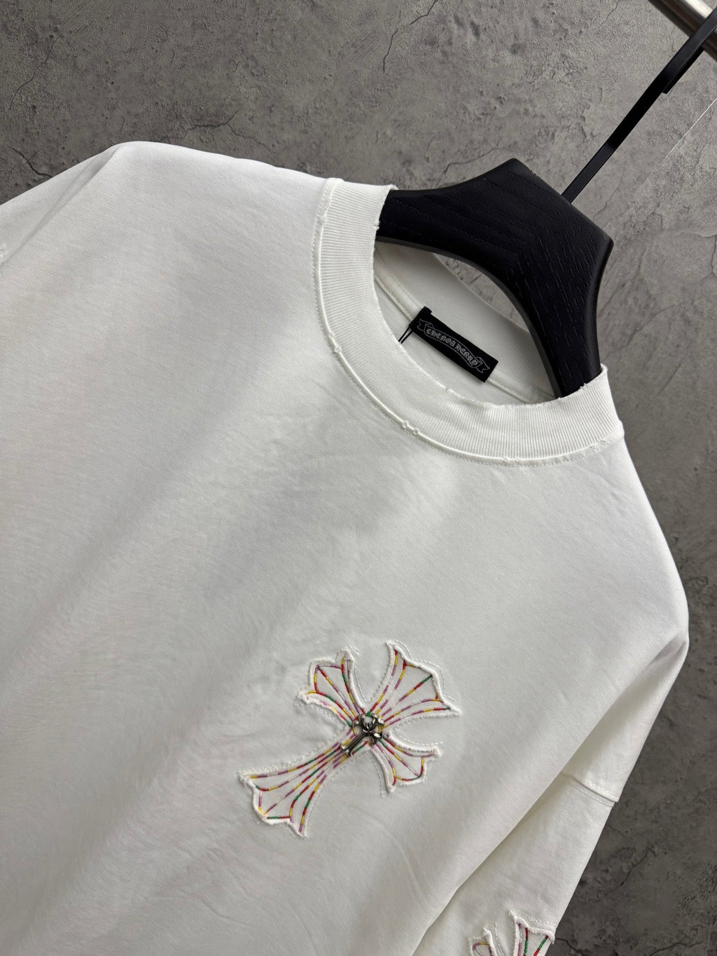 Embroidered couple short sleeved fabric with colored thread