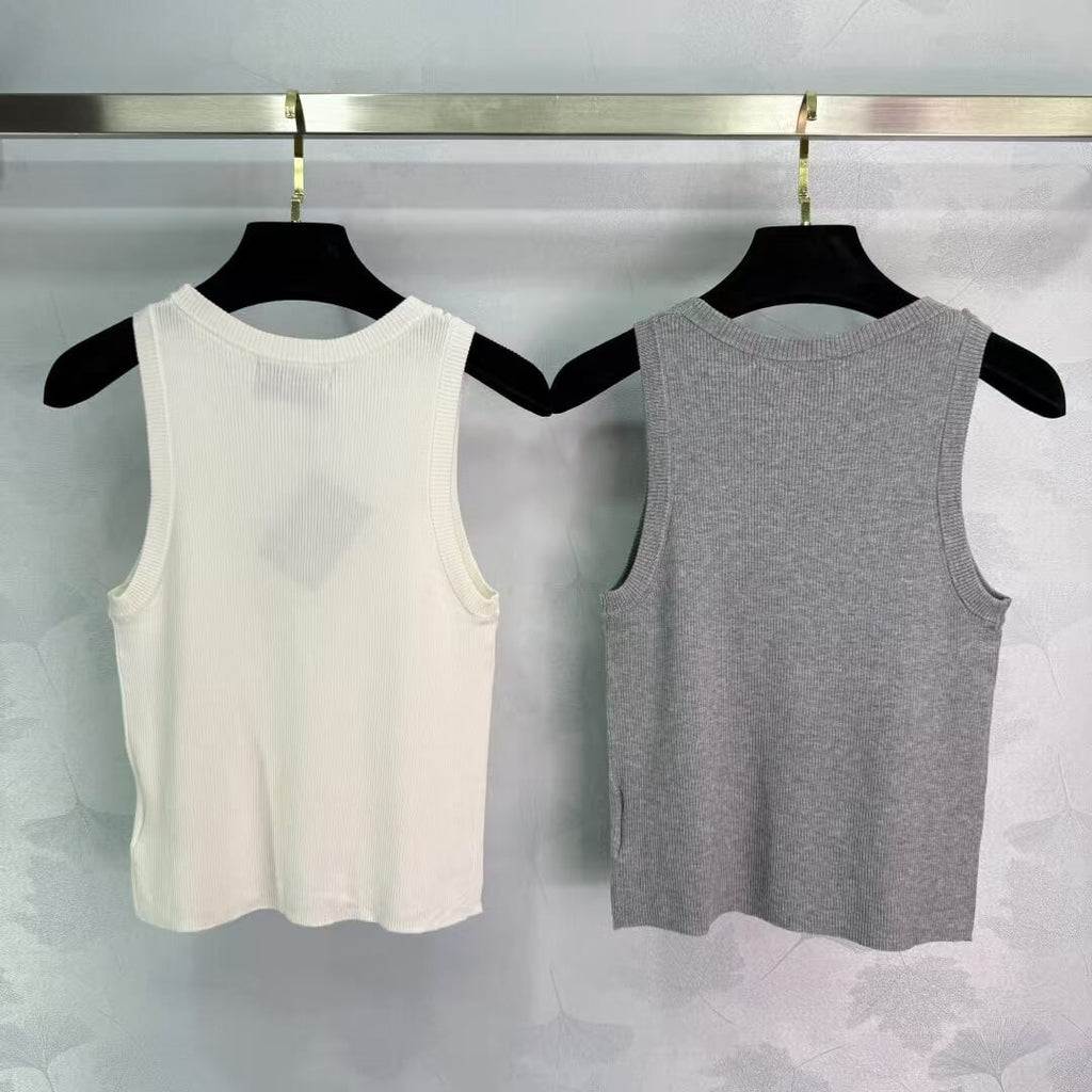 Classic Round-Neck Cut-Out Knit Vest