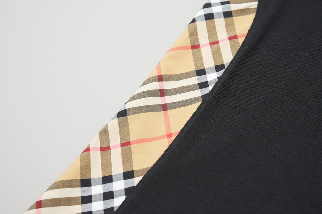 Light luxury checkered patchwork embroidered T-shirt
