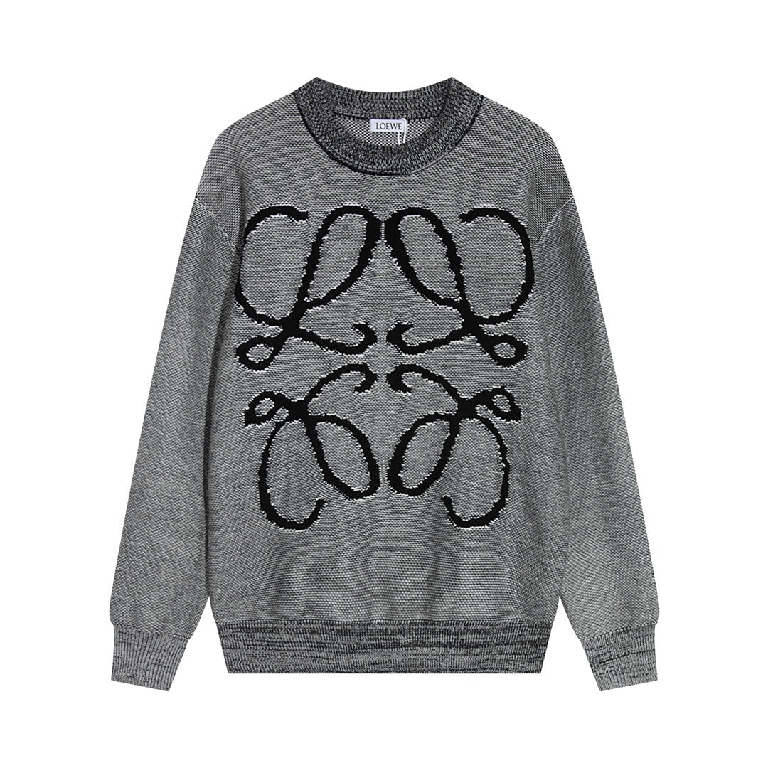 Round neck classic jacquard large logo sweater