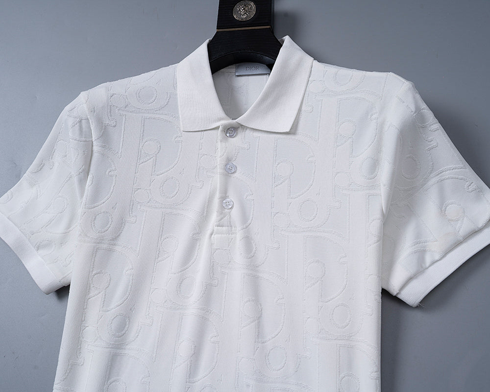 Knitted jacquard fabric lapel T-shirt