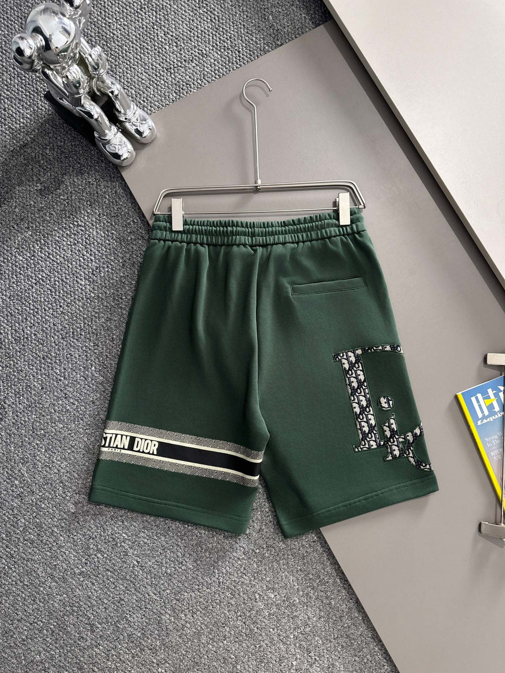 Plush striped letter casual shorts