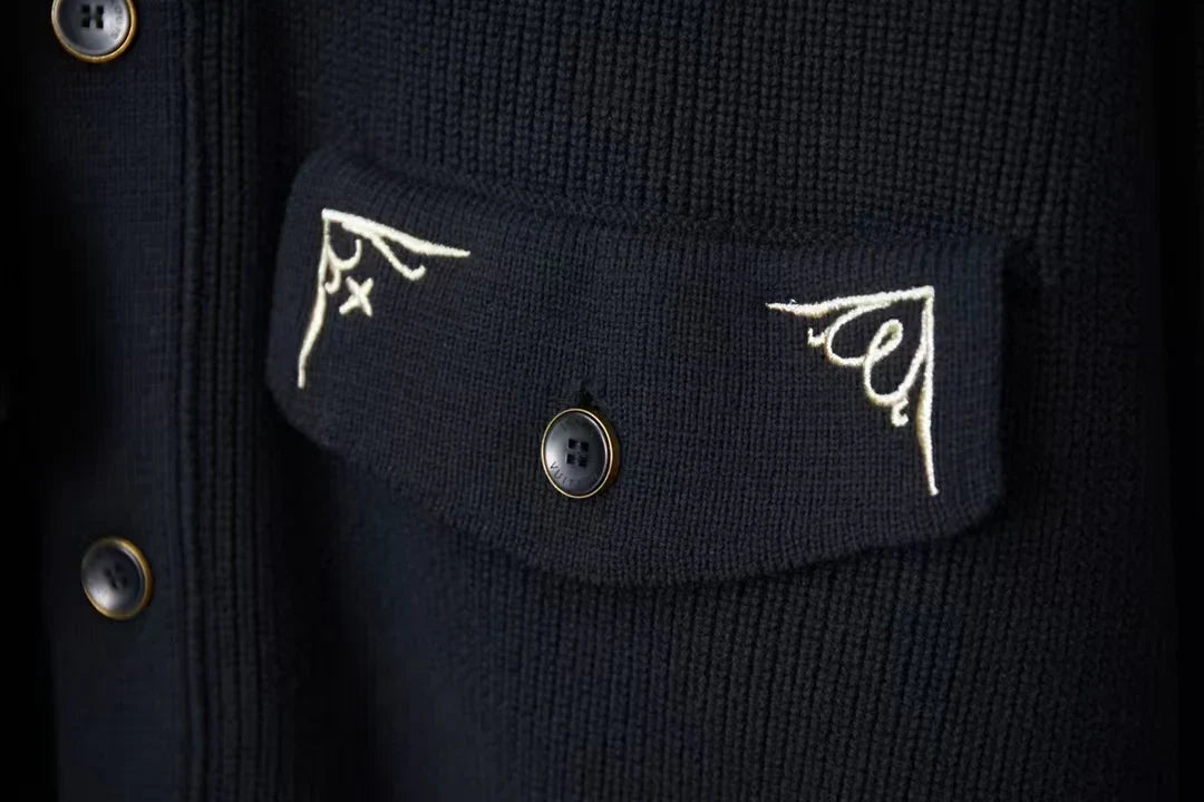 New embroidered jacquard cardigan sweater