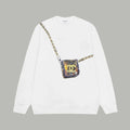 Printed looped long sleeved hoodie