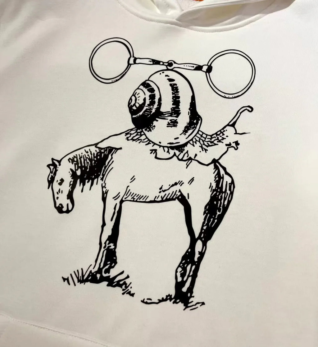 Printed fleece hooded sweatshirt