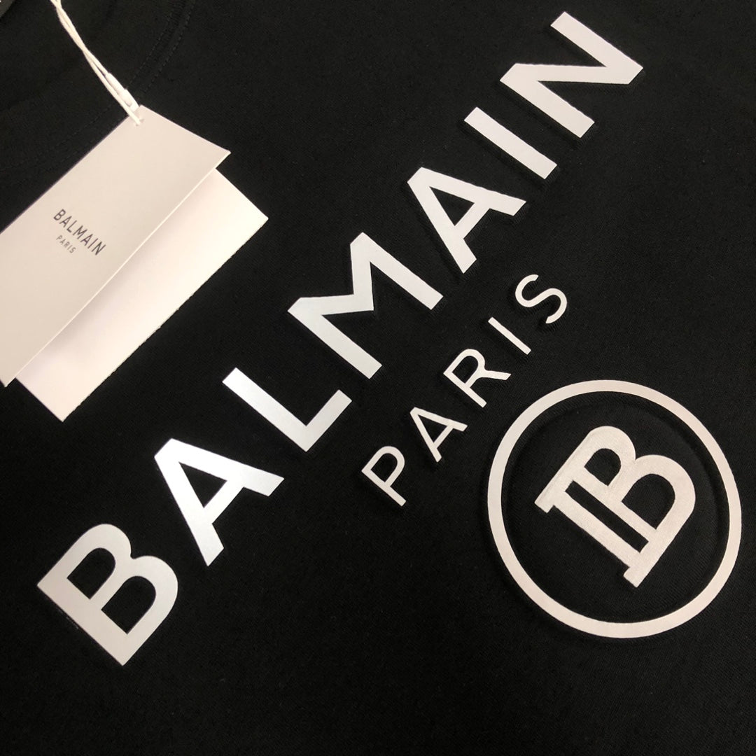 Adhesive printed letter round neck short sleeved T-shirt