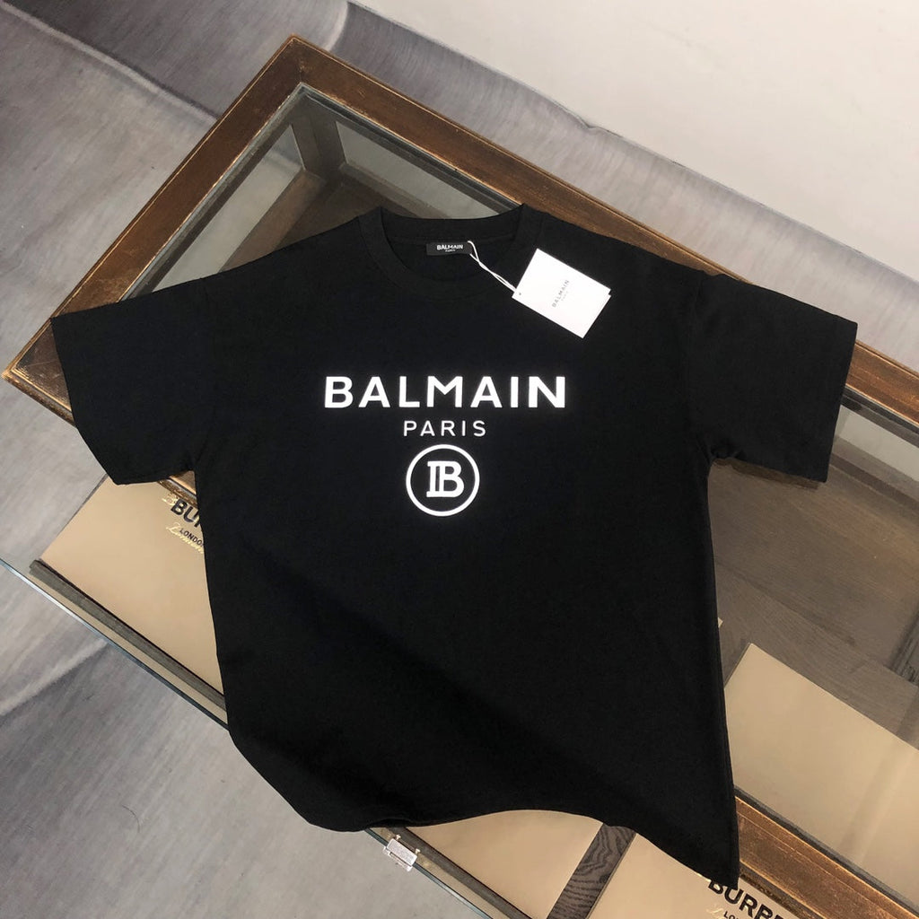 Adhesive printed letter round neck short sleeved T-shirt
