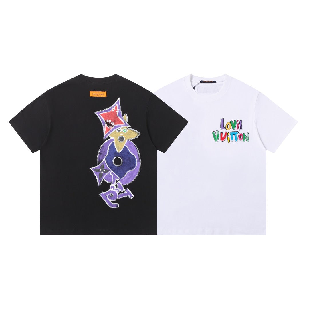 Hand drawn graffiti, splashed ink letters, logo, short sleeved t-shirt