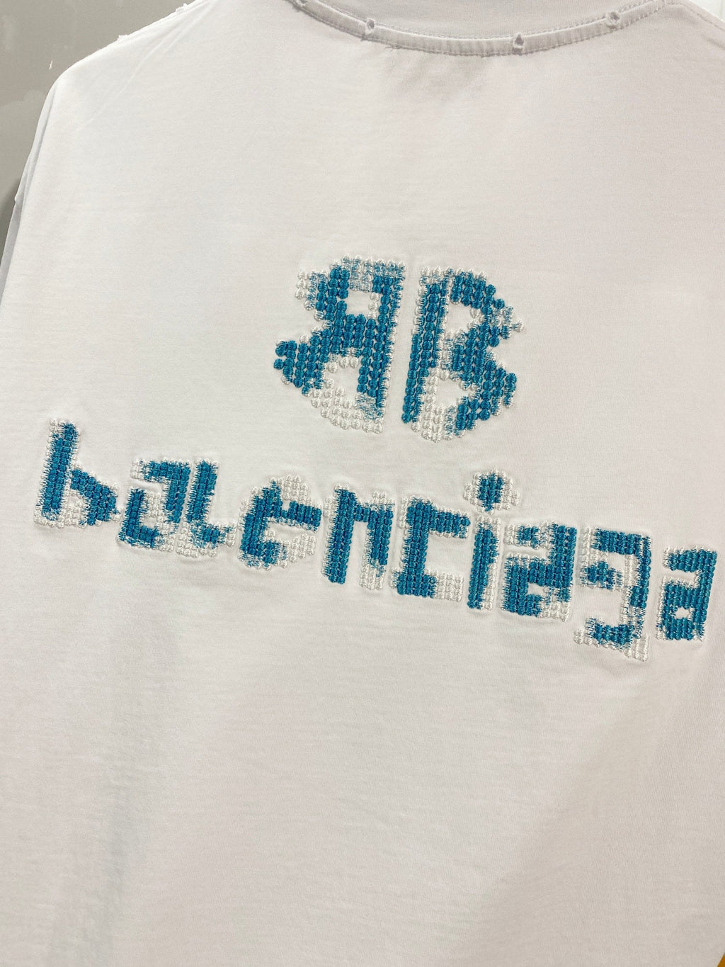 Front and back color blocked double B embroidered flower letters