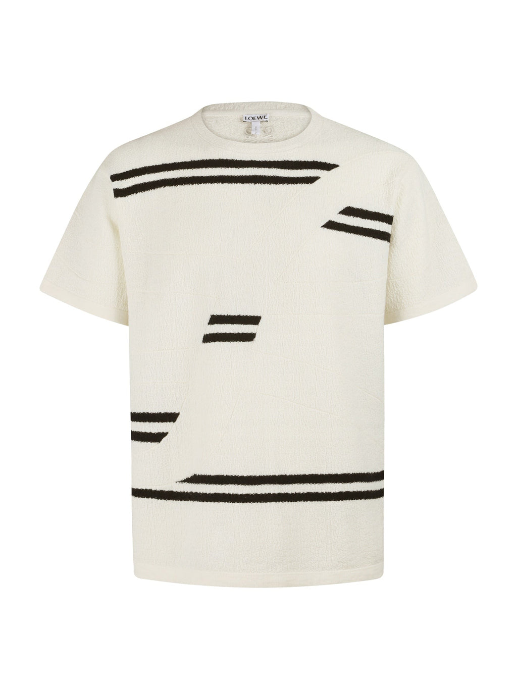 Lightweight textured wool round neck embroidered T-shirt