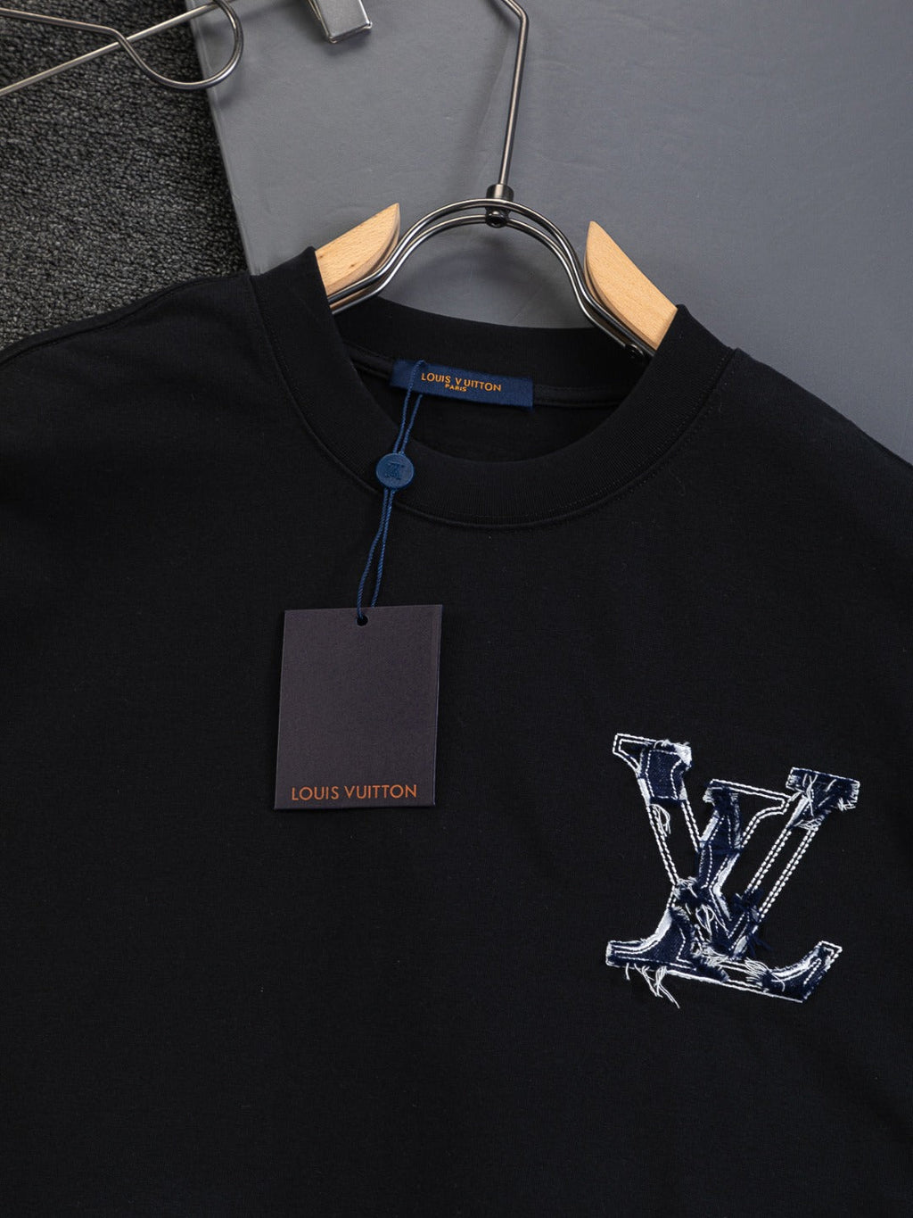 Cowboy patchwork letter embroidered round neck T-shirt