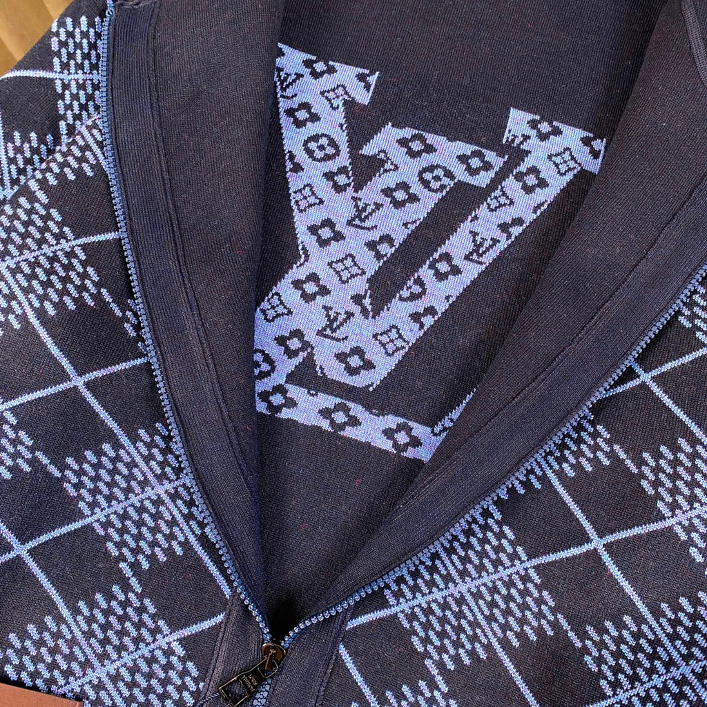 GeMan printed chest letter logo cardigan sweater