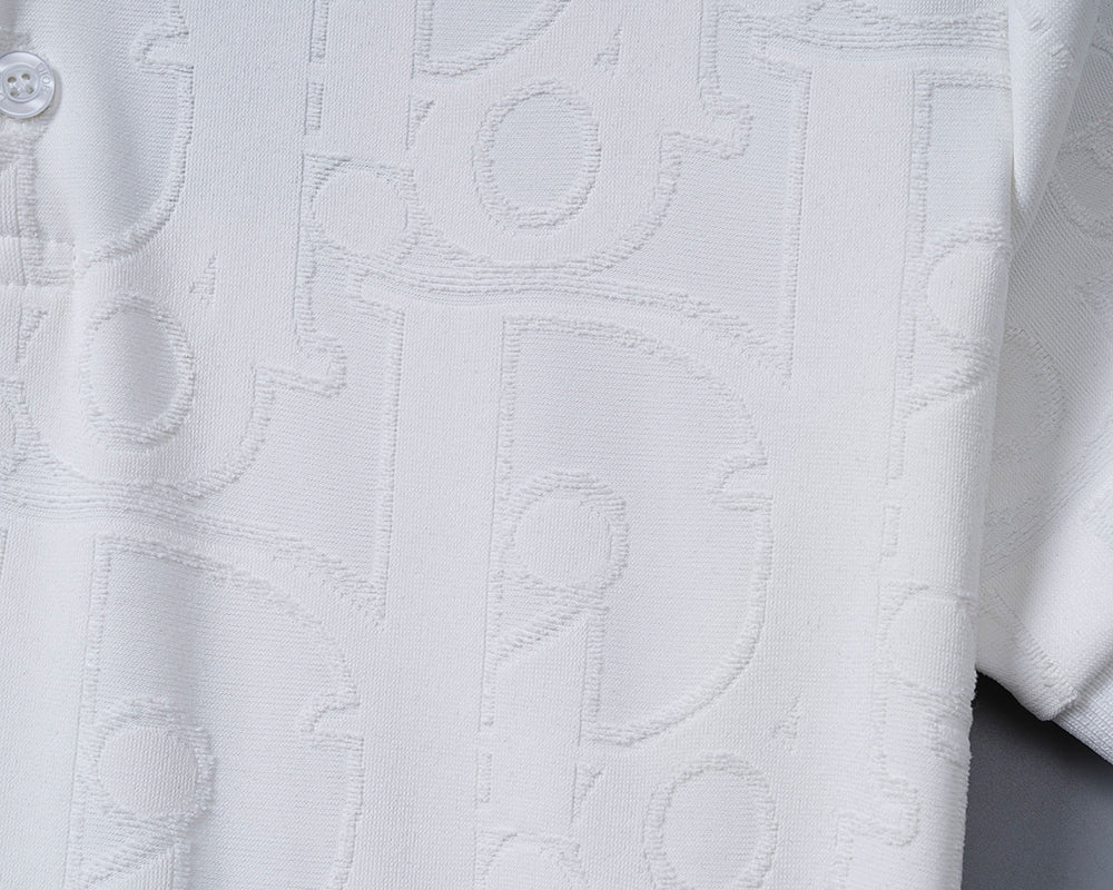 Knitted jacquard fabric lapel T-shirt