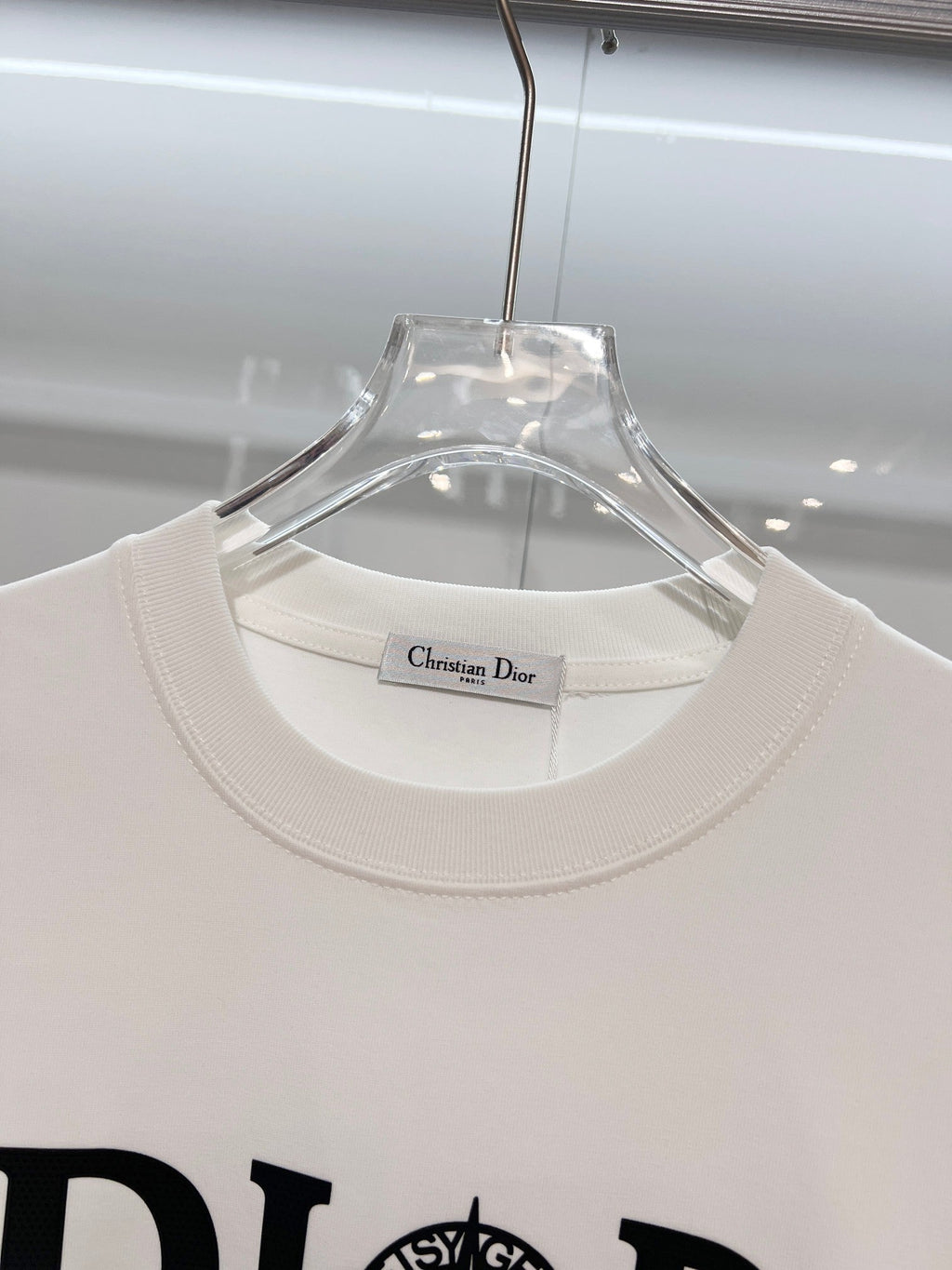Classic Splicing Color Contrast Offset Letter Round Neck T-shirt