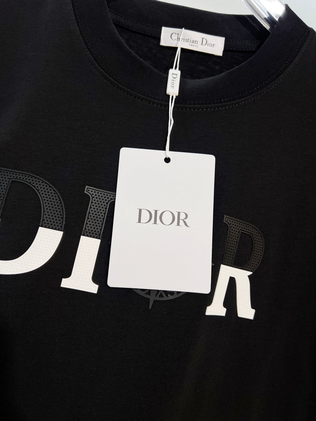 Classic Splicing Color Contrast Offset Letter Round Neck T-shirt