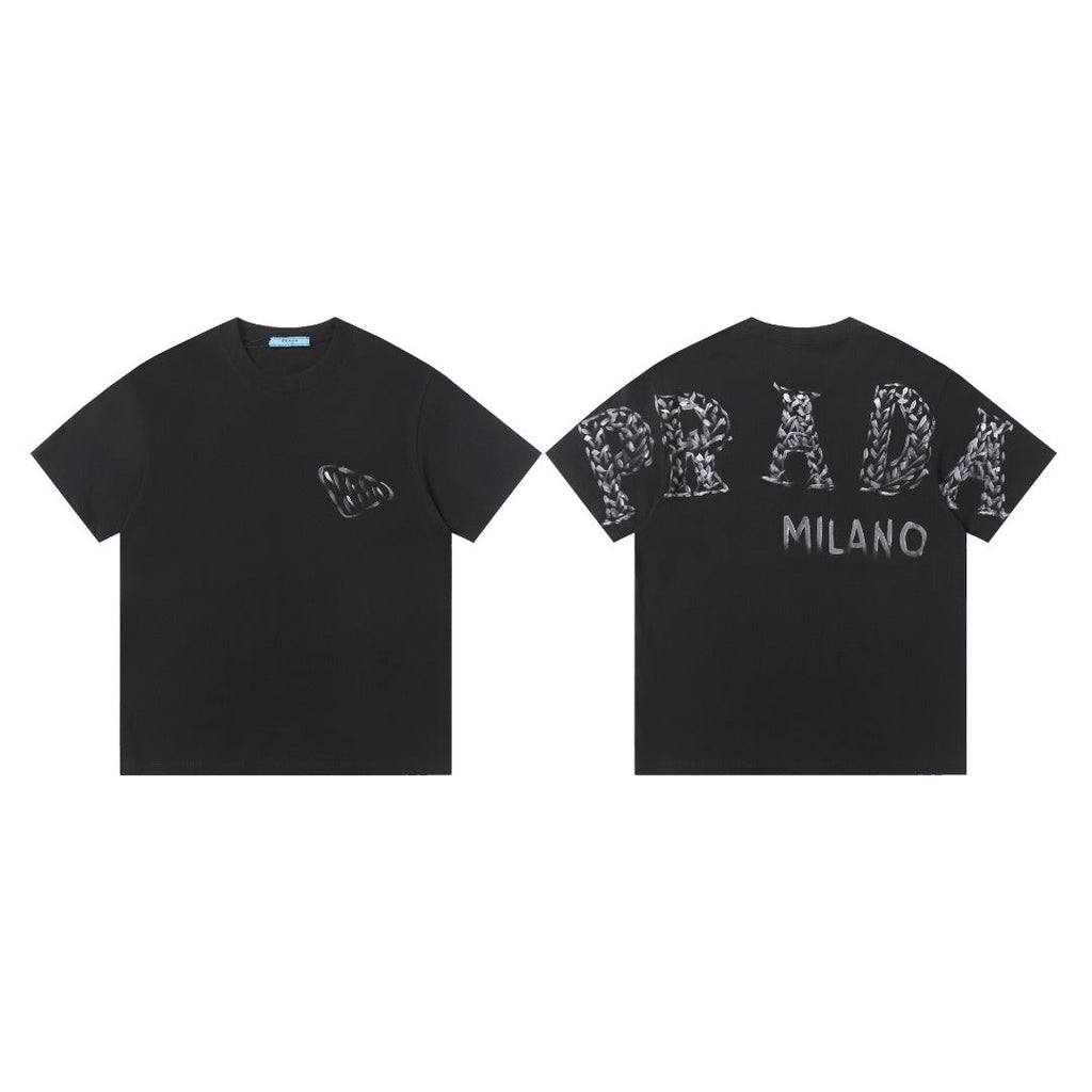 Logo hand drawn letter short sleeved shirt