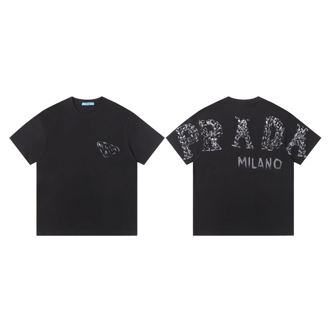 Logo hand drawn letter short sleeved shirt