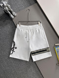 Plush striped letter casual shorts
