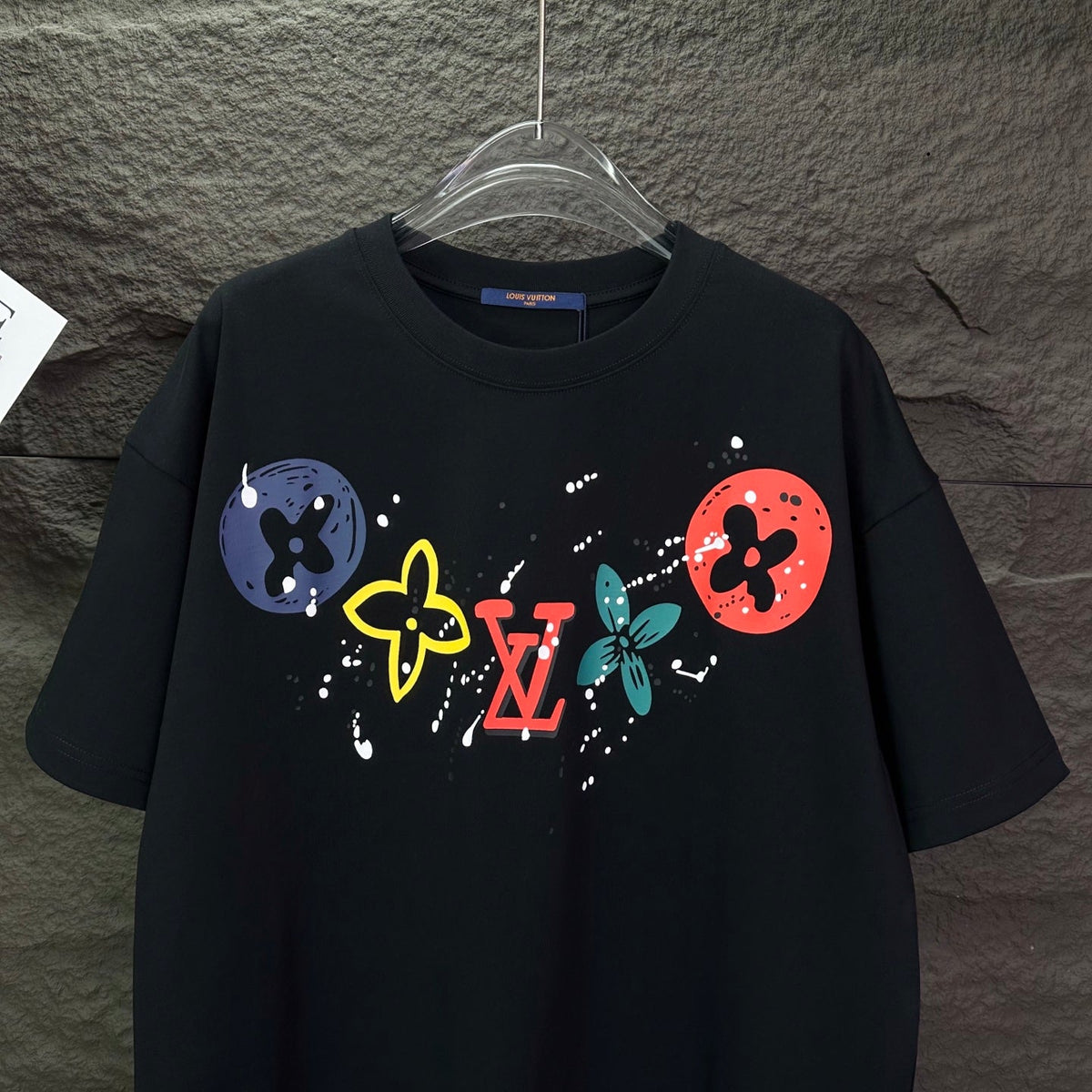 New splashed ink color logo couple's short sleeved T-shirt