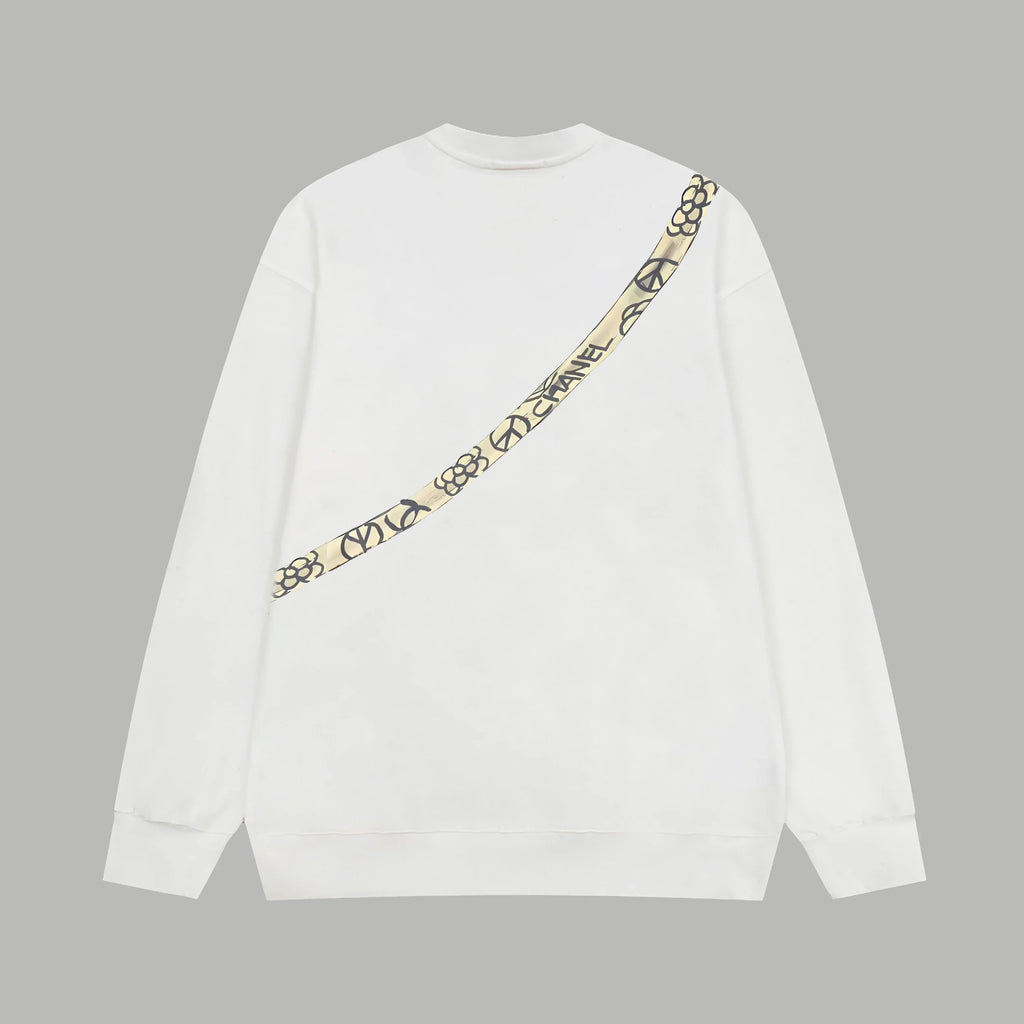 Printed looped long sleeved hoodie