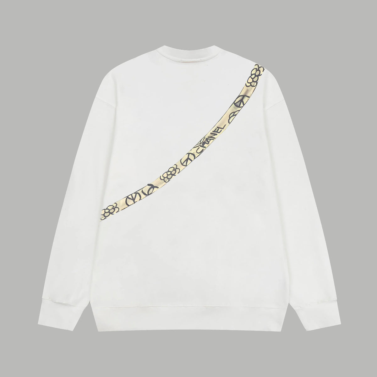 Printed looped long sleeved hoodie