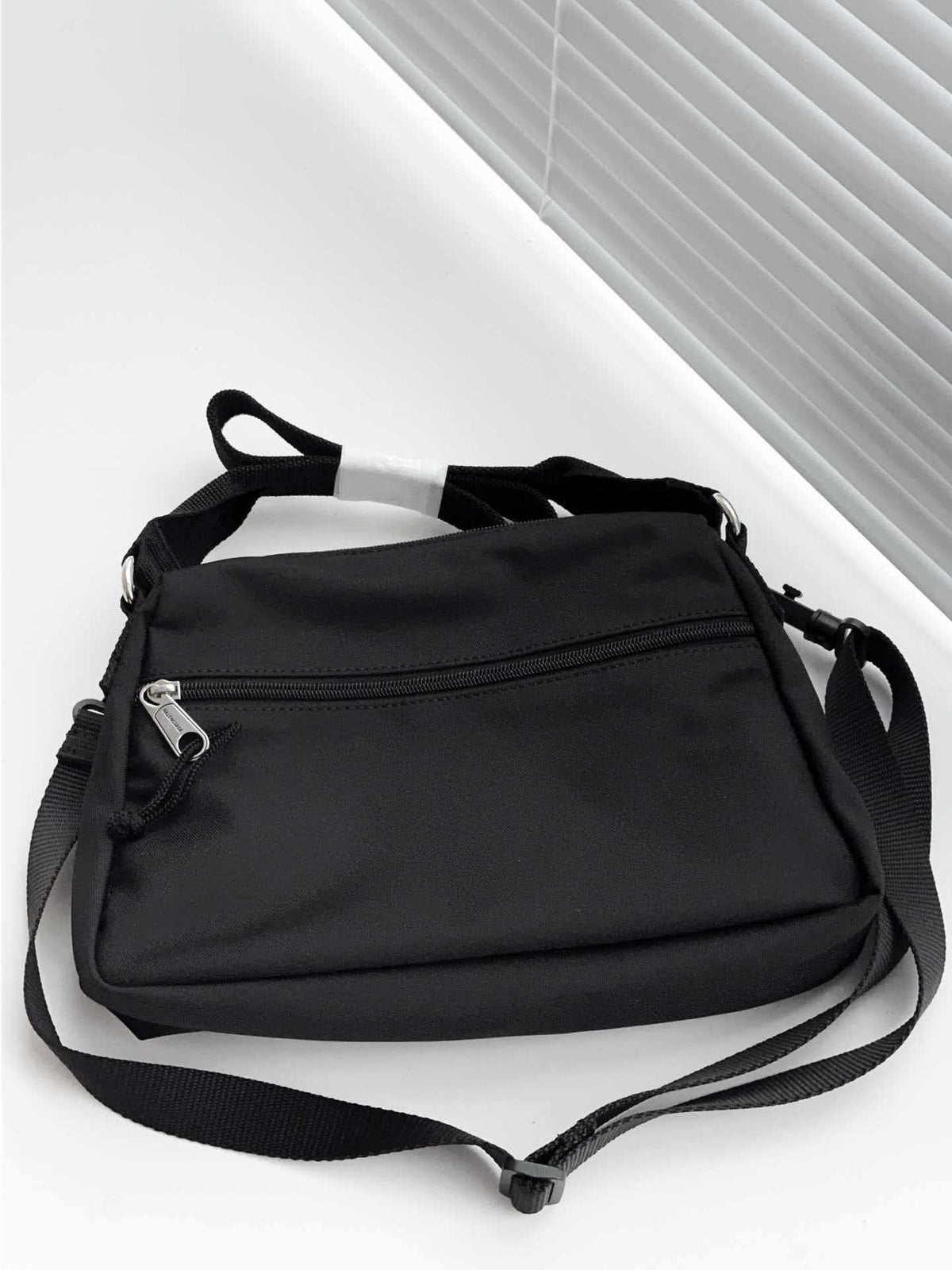 Black recycled nylon shoulder bag armpit bag