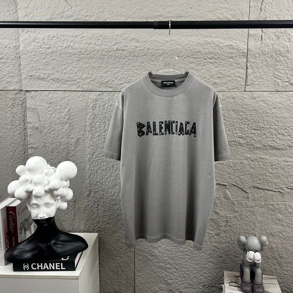 Hot stamping+hot drilling process pure cotton fabric short sleeved T-shirt for both men and women