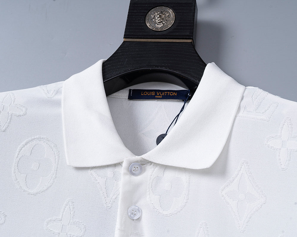 Knitted jacquard fabric lapel T-shirt