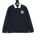 Horseshoe embroidery lapel long sleeved polo shirt