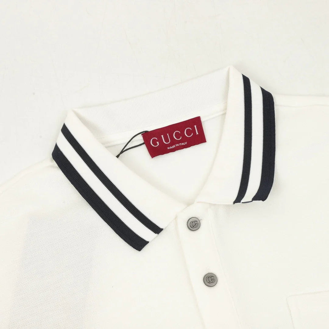 Mother embroidery lapel long sleeved polo shirt