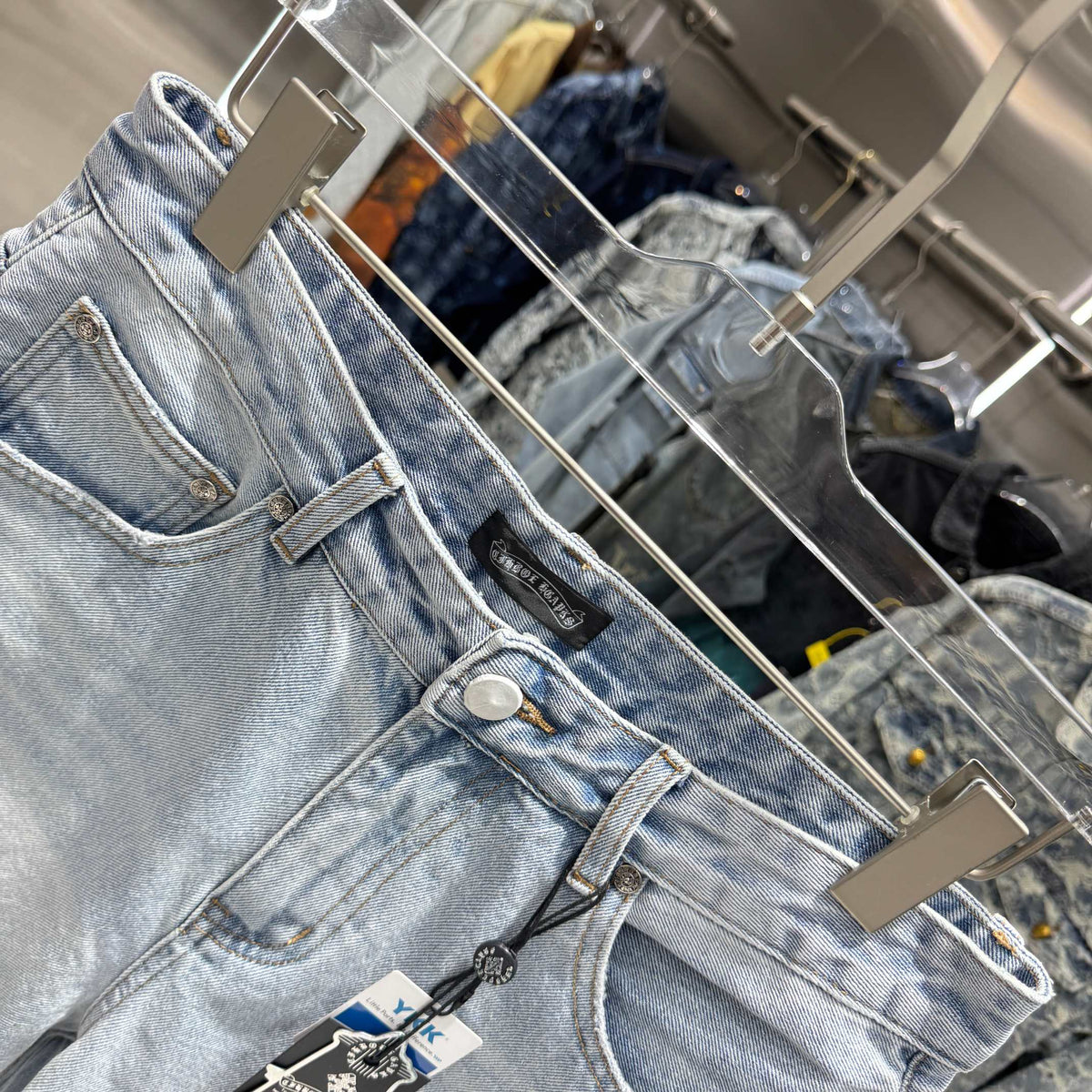 Spring and summer new cross denim shorts made of split leather