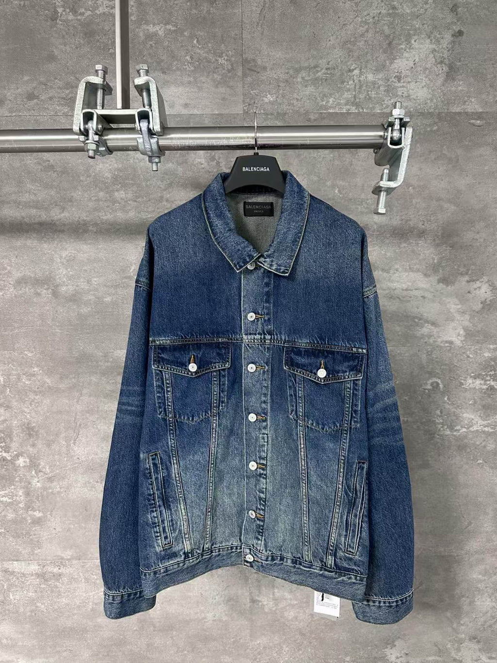 Silver tape printed denim jacket