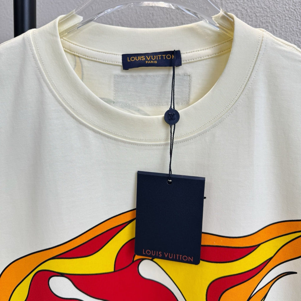 Flame printed round neck short sleeved shirt