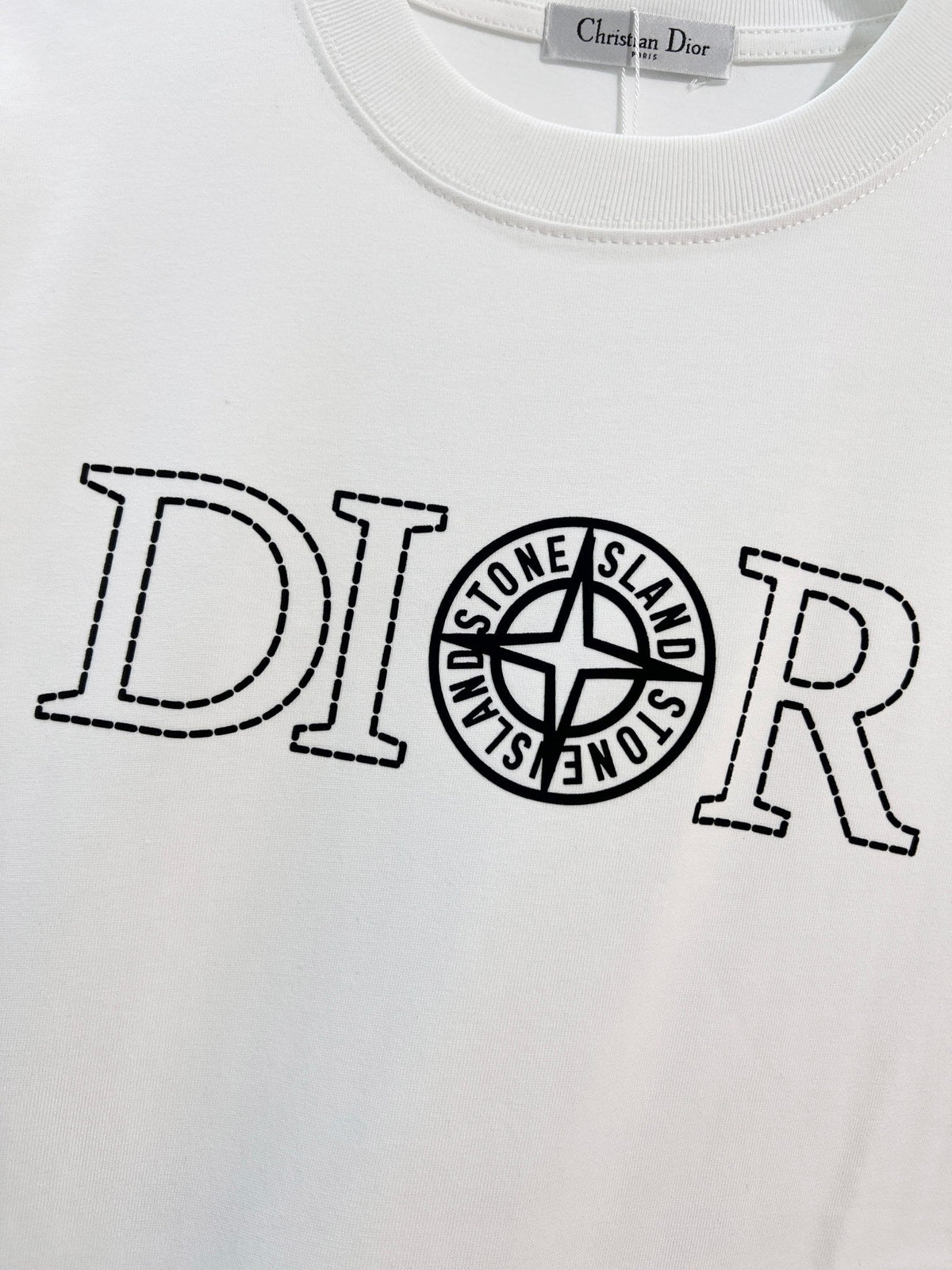 Classic dotted printed letter round neck T-shirt