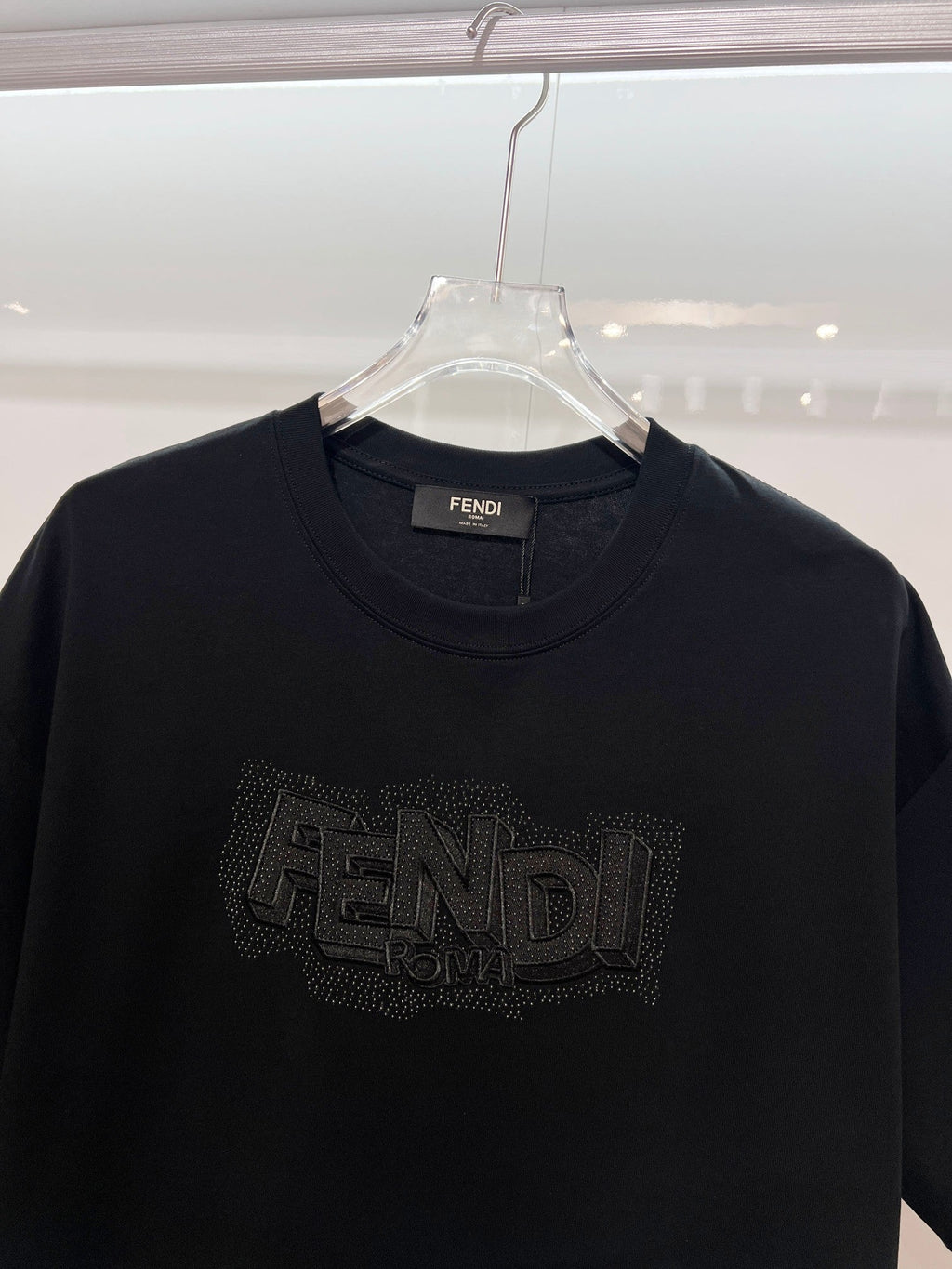 New three-dimensional hot bead heavy embroidery letter short sleeved shirt