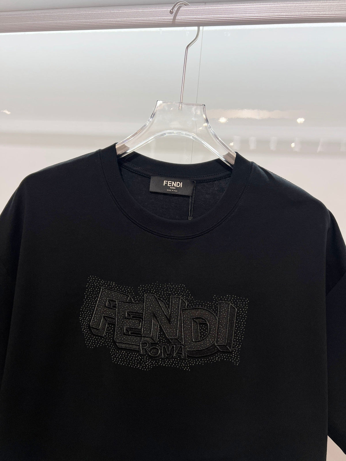 New three-dimensional hot bead heavy embroidery letter short sleeved shirt