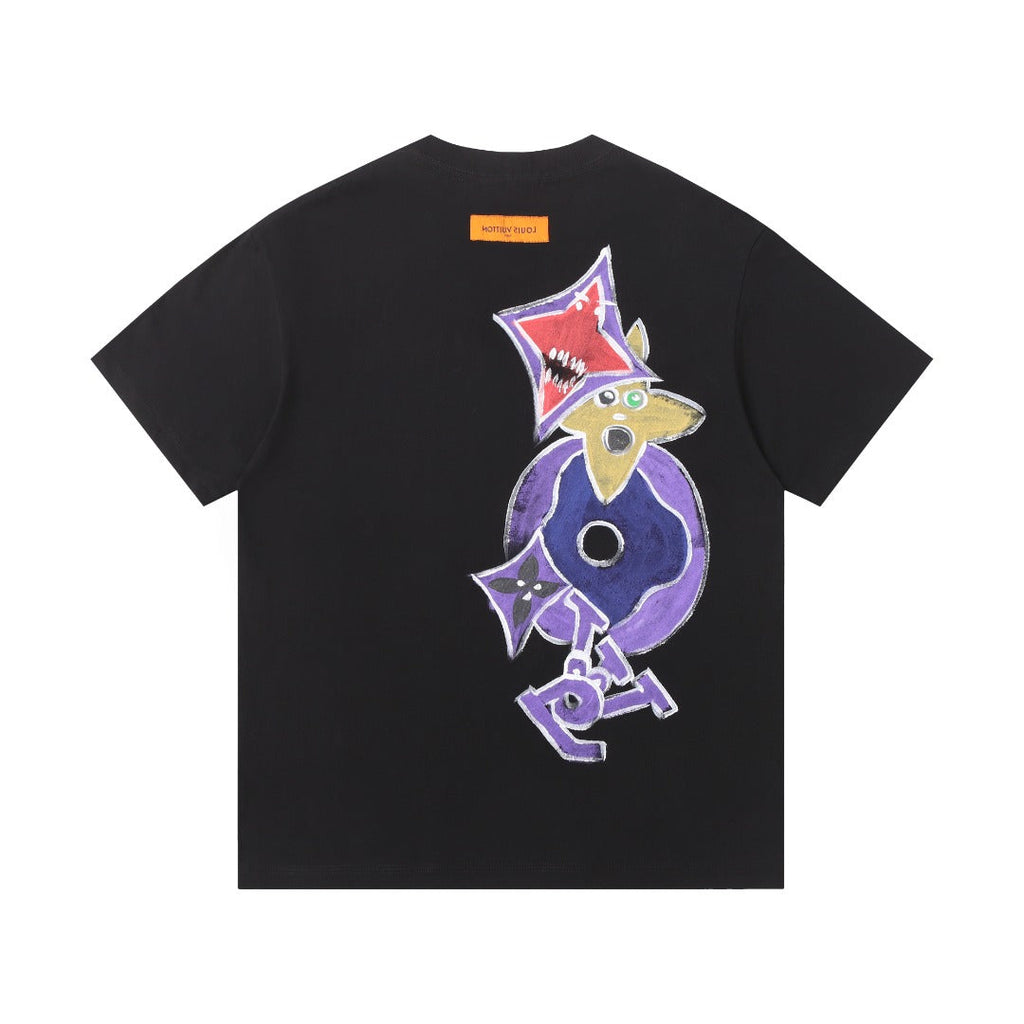 Hand drawn graffiti, splashed ink letters, logo, short sleeved t-shirt