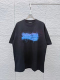 3D foam hand-painted ink splashed round neck short sleeved t-shirt