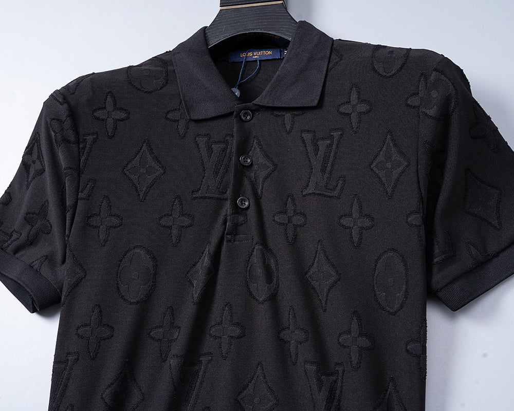 Knitted jacquard fabric lapel T-shirt