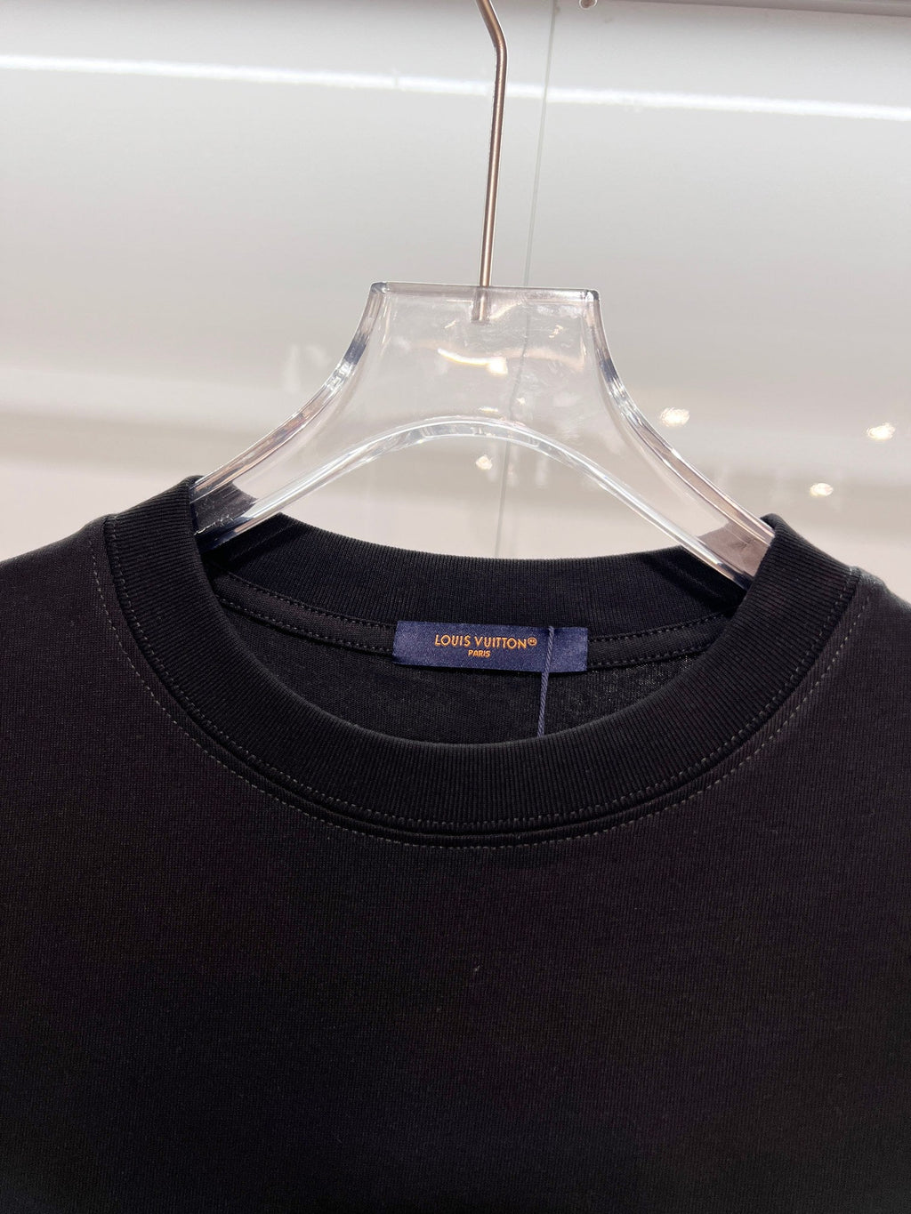 Three dimensional golden small LOGO color blocked offset printing pattern letter round neck T-shirt