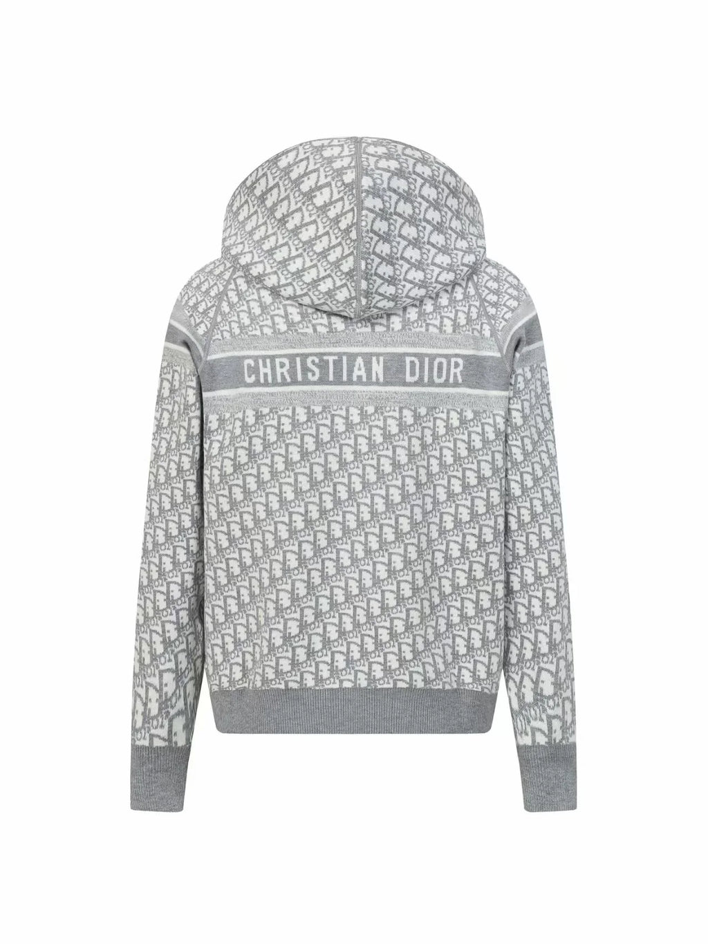 Double sided jacquard cashmere knitted hoodie