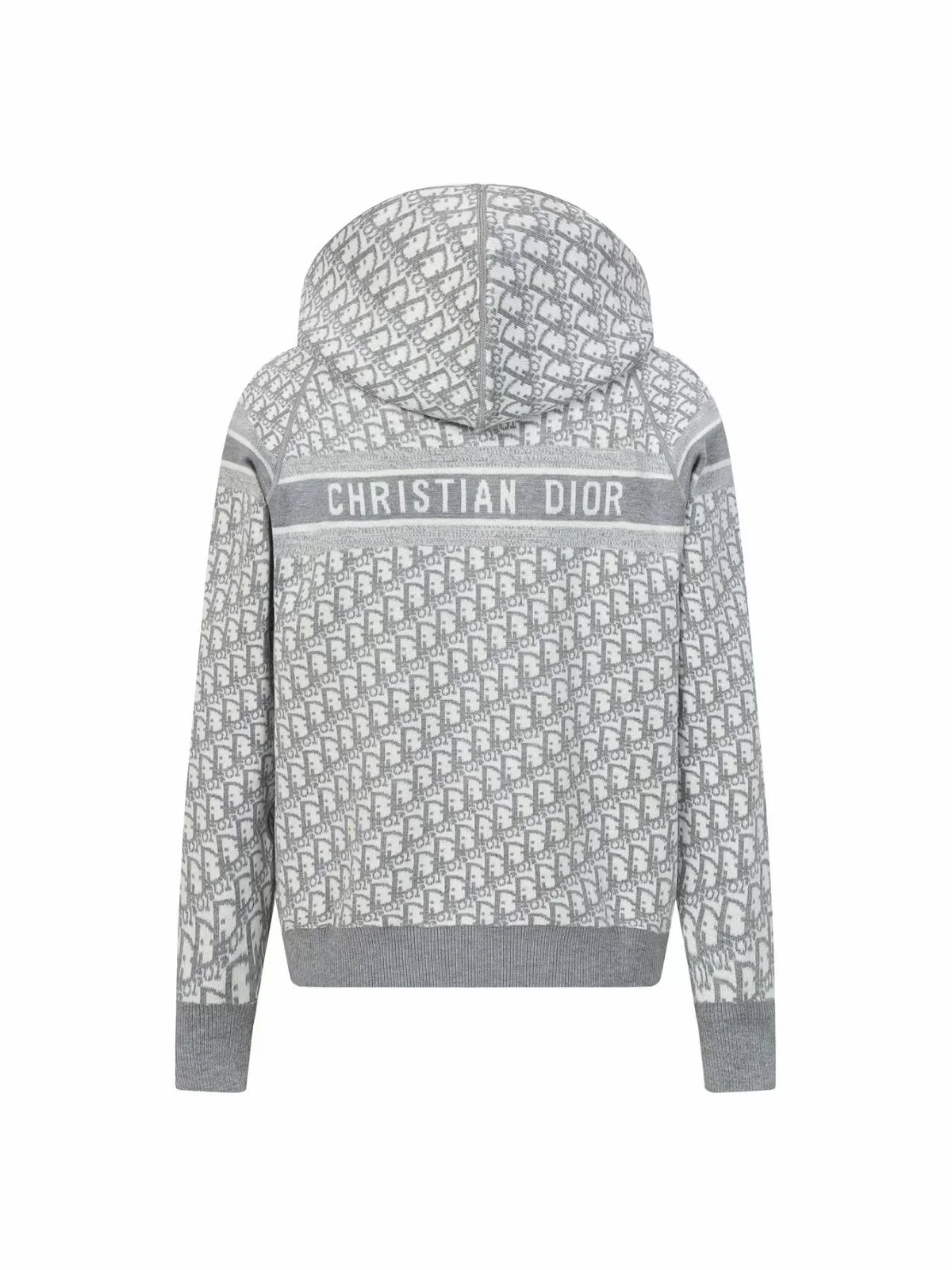 Double sided jacquard cashmere knitted hoodie