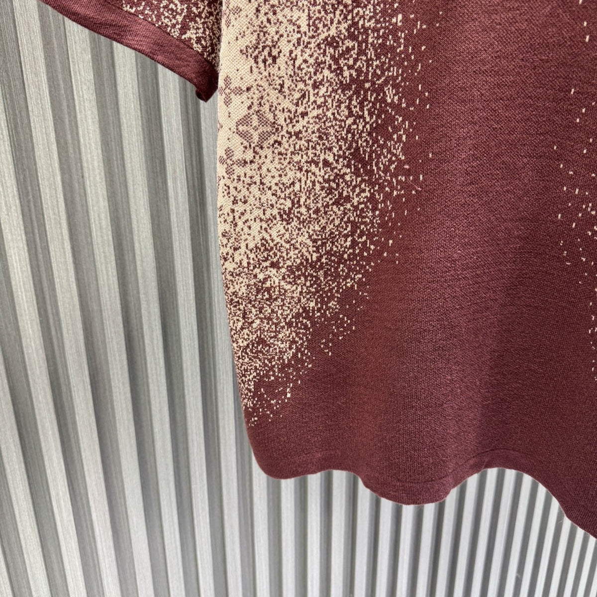 Letter dark jacquard gradient knitted shirt short sleeved