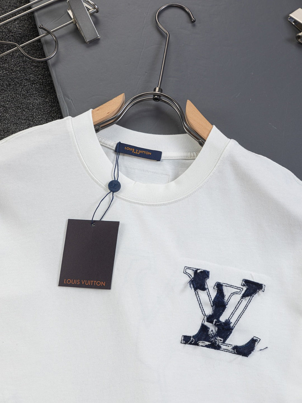Cowboy patchwork letter embroidered round neck T-shirt
