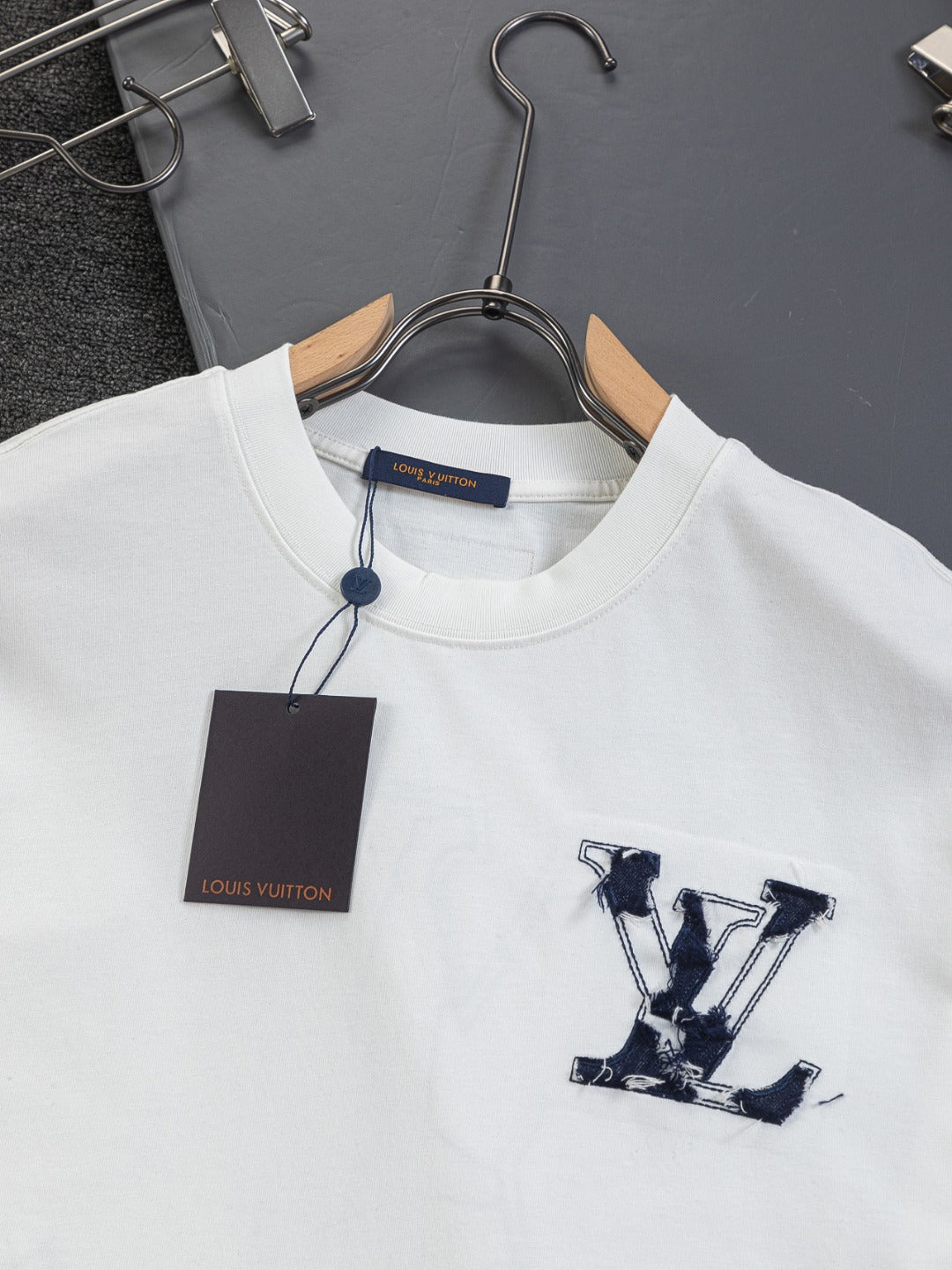 Cowboy patchwork letter embroidered round neck T-shirt