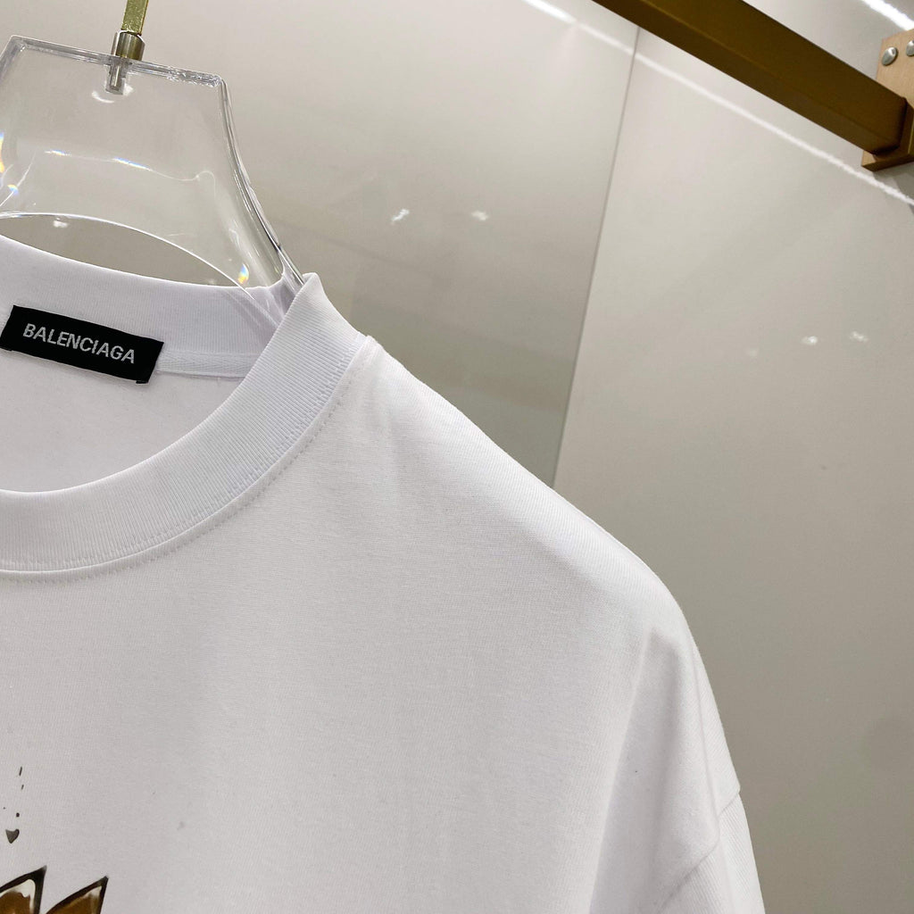 Chest sticker printed logo round neck short sleeved T-shirt 2