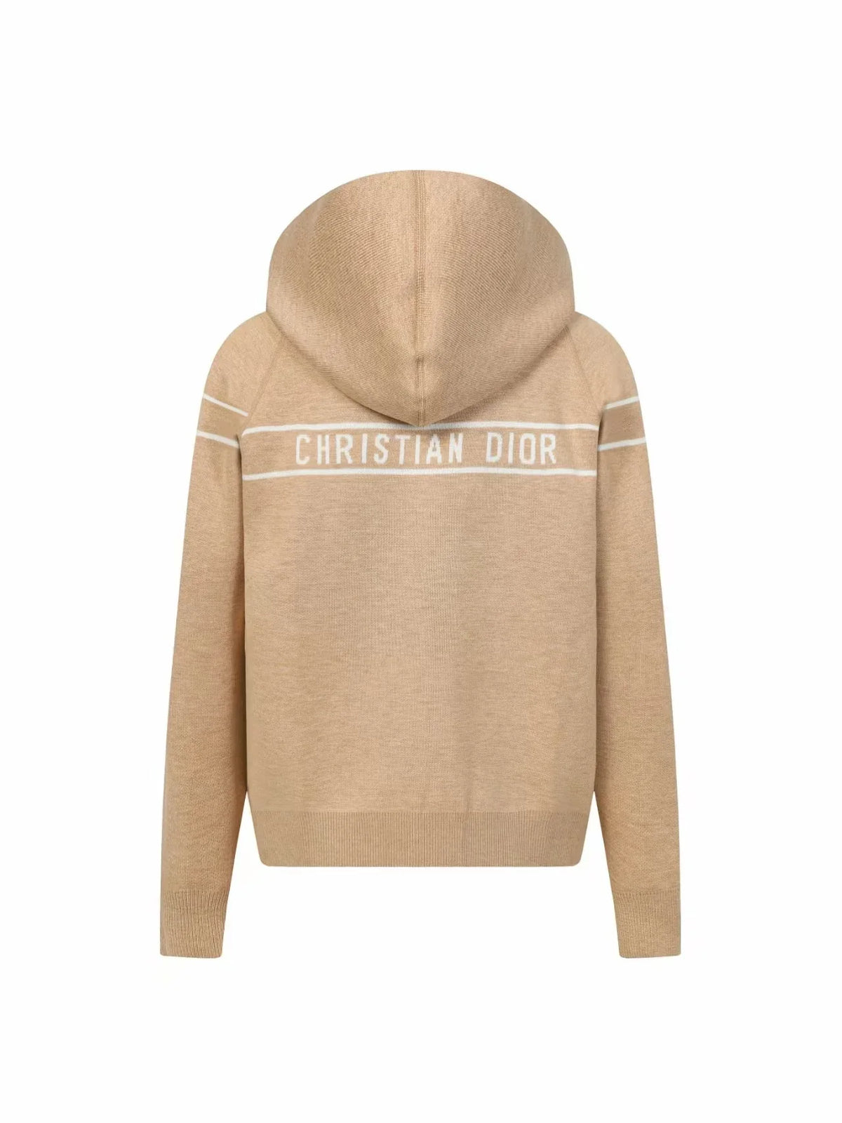 Double sided jacquard cashmere knitted hoodie