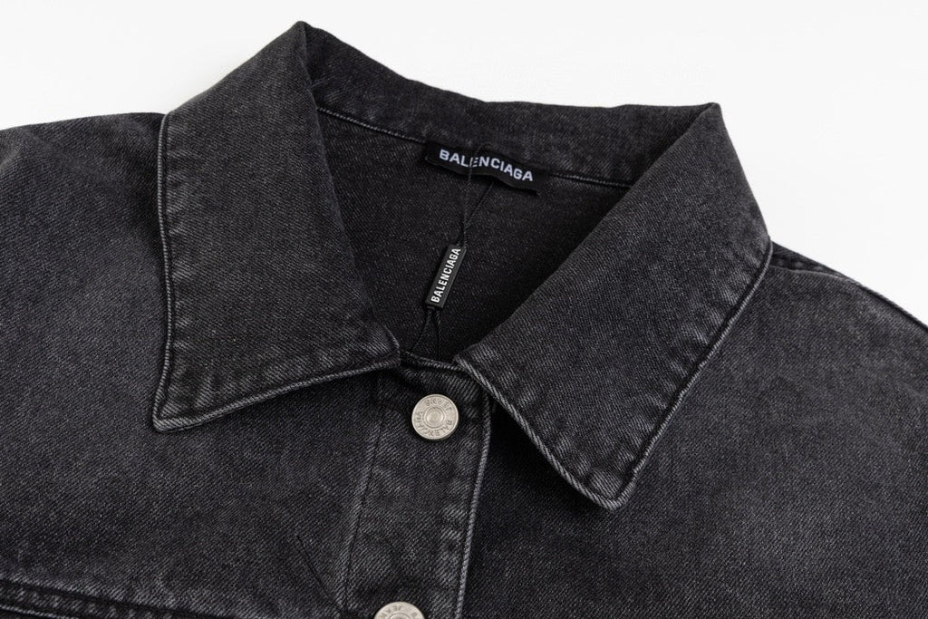 Classic back crown rhinestone vintage denim jacket