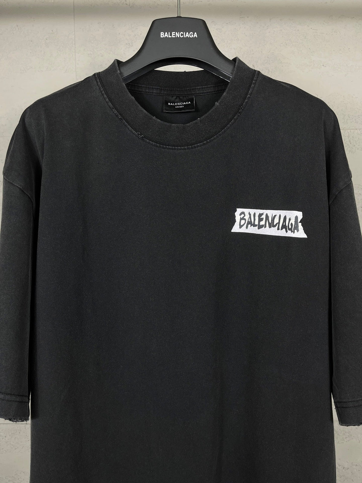 Washed and worn short sleeved T-shirt